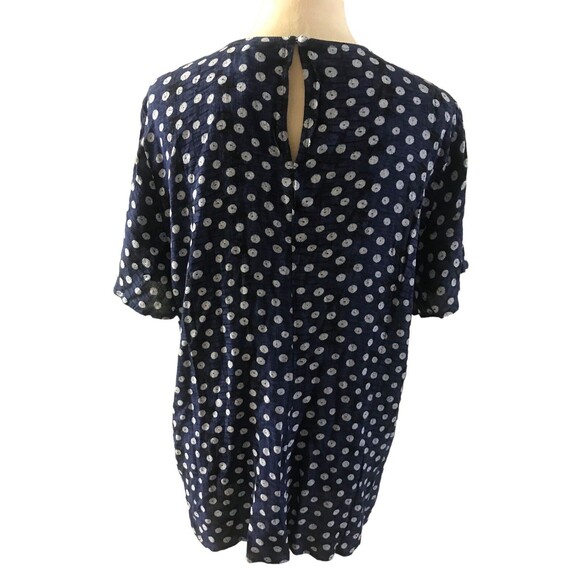 Lane Bryant Womens Plus 16 Flutter Short Sleeve Blue Polka Dot Rayon Top - Picture 6 of 9